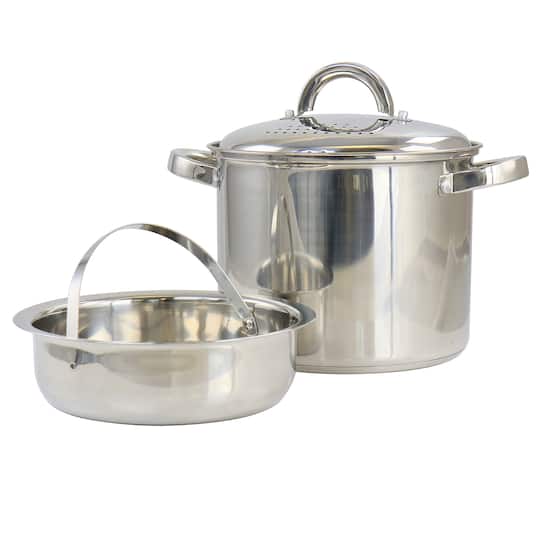 Oster Sangerfield 5qt. Stainless Steel Pasta Pot with Strainer Lid and Steamer Basket in Silver | Michaelsยฎ